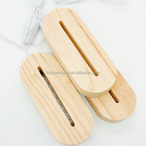 Base de luz nocturna de ilusión LED 3D, lámpara de modelo de madera de caucho acrílico blanco cálido, Material ABS, enchufe de tamaño medio para decoración del hogar - Product Image 2