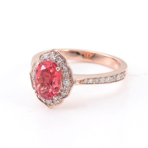 14K Rose Gold Của Phụ Nữ Thời Trang Nhẫn Với 2 Carat Pigeon Trứng Màu <span class=keywords><strong>Ruby</strong></span> Hàng Kim Cương Hình Bầu Dục Cắt Đá Quý Cho Kỷ Niệm - Product Image 5