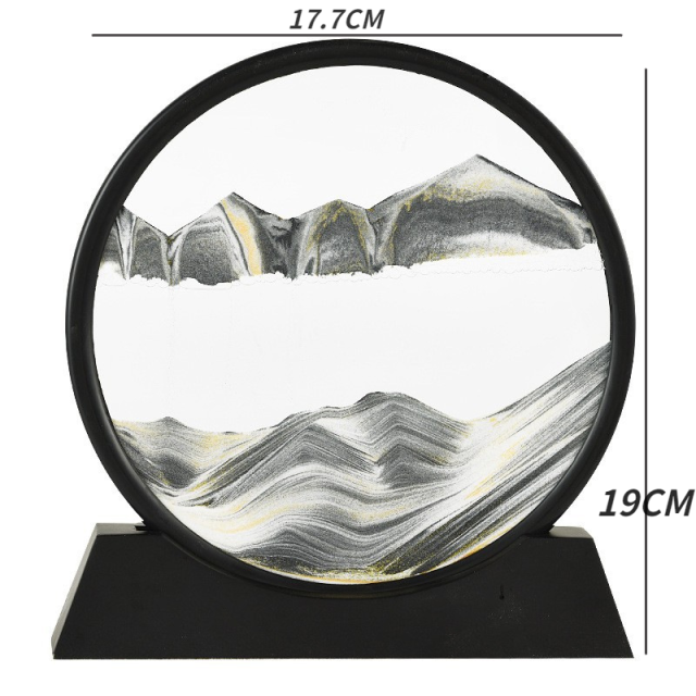 Движущиеся песочные картины, круглые 3d-песочные часы, глубоководный Пескоструйный пейзаж в движении, текущая пескоструйная рамка 7/12 дюймов для домашнего декора