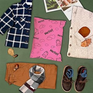 Bán buôn màu hồng phân hủy sinh học <span class=keywords><strong>Poly</strong></span> bao bì bưu phẩm tùy chỉnh không thấm nước thể hiện an toàn T-Shirt túi cho kỳ nghỉ sử dụng - Product Image 6