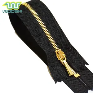 High quality Metal Zipper With Shiny Gold Teeth Close End type 5 Metal Brass Zipper For shoes