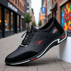 Zapatos Deportivos Casuales para Hombre Langge, Nuevos, de PU, Bajos, Cómodos, Suaves, Antideslizantes, Transpirables, con Cordones - Product Image 1