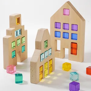 Acrilico building block high trasparente cubo giocattolo arcobaleno trasparente gemma building block giocattolo combinato creativo per bambini