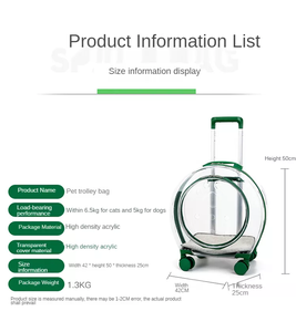 En çok satan tekerlekler üzerinde evcil hayvan taşıyıcı tamamen şeffaf <span class=keywords><strong>Pet</strong></span> arabası taşıma çantası havayolu onaylı evcil hayvan seyahat çantası - Product Image 5