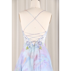 Licorne conception tissu imprimé Tulle moderne Ombre couleur été Fairycore col en v robes décontractées pour la plage vacances vacances français - Product Image 4