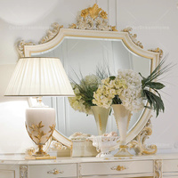 Ensemble de coiffeuse antique de luxe avec miroir doré, table de maquillage, ensemble de meubles de chambre à coucher pour le salon