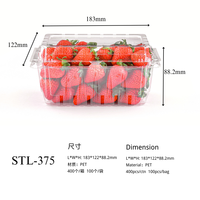 Boîte de présentation de fruits recyclée en gros, boîte transparente pour fraises, emballage alimentaire jetable en plastique pour fruits