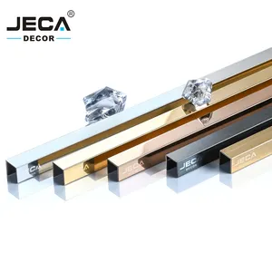 Foshan JECA desain baru Strip logam untuk ubin U bentuk OEM Logo dekoratif logam Trim Strip baja ubin Trim untuk dekorasi dinding