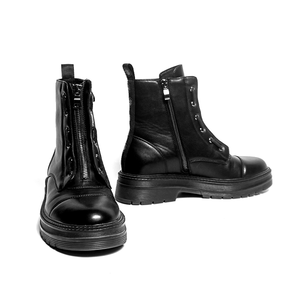 Botines de cuero PU negro antideslizante <span class=keywords><strong>plataforma</strong></span> al por mayor diseño punta redonda - Product Image 4