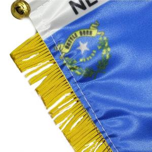 Mini Bandera de Satén Personalizada del Estado de Nevada con Borlas Amarillas, Impresión Digital para Automóviles y Educación, para Autos y Escuelas - Product Image 6