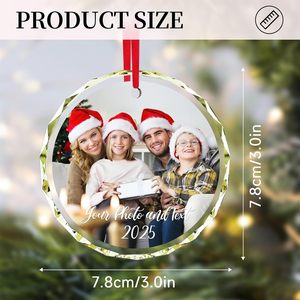 Premium Quality K9 Crystal Round Christmas Decoration Custom UV Printed Glass Angel <b>Ornaments</b> Carved Hanging Decorative - Product Image 4