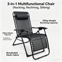 Chaise de plage durable en acier inoxydable à gravité zéro, chaise longue portable rembourrée, pour jardin, camping, chambre, hôtel, salon