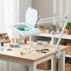Desktop LED Magnifying Lamp with 3x and 8x Resin Lens 8x Small Lens and 3 Time 8 Time Diopre US <b>Plug</b> for Beauty Salon Trolley - Product Image 1