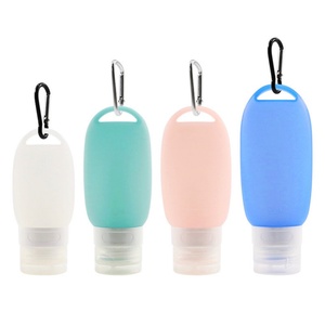 ขวดซิลิโคนพกพาสำหรับเดินทางขนาด 60 มล., 90 มล. (3 ออนซ์) ป้องกันการรั่วซึม ได้รับการรับรองจาก TSA พร้อมรูแขวนและตะขอเกี่ยวคาราไบเนอร์ - Product Image 1