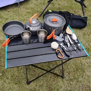 Winpolar Picnic Hiking Utensils Camping Cooking Set Cookware Portable Camp Tool Folding Dinnerware Set