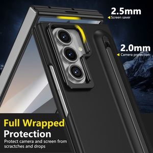 Funda Protectora Negra para Samsung <span class=keywords><strong>Galaxy</strong></span> Z Fold 8 <span class=keywords><strong>7</strong></span> 5, Carcasa Rígida de PC a Prueba de Golpes, Marco de Aluminio con Soporte - Product Image 4