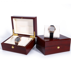 Wholesale Custom Logo Luxury Red Lacquer Gold Hinge Wooden Single <strong>Watch</strong> Storage Case <strong>Watch</strong> Packaging <strong>Boxes</strong> - Product Image 3