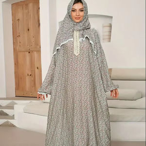 Zifeng OEM nouvelle mode musulmane dubaï arabe moyen-orient dame dentelle à capuche imprimé Robe Robe <span class=keywords><strong>de</strong></span> <span class=keywords><strong>prière</strong></span> - Product Image 1