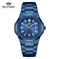 Reloj de Cuarzo con Correa de Acero Inoxidable de la Marca Best Win, Logotipo Personalizado, Calendario, Luminoso, Resistente al Agua, Movimiento SEIKO, Esfera de 40 mm, a la Moda
