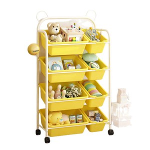 Organizador de juguetes de 4 niveles, estantería móvil con ruedas para habitación infantil, armario de almacenamiento de juguetes, contenedor de clasificación multifuncional - Product Image 5