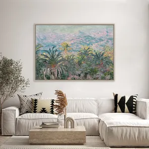 绘画和墙壁艺术自然客厅装饰克劳德·莫奈棕榈树博尔迪格拉著名艺术复制家居装饰奢华