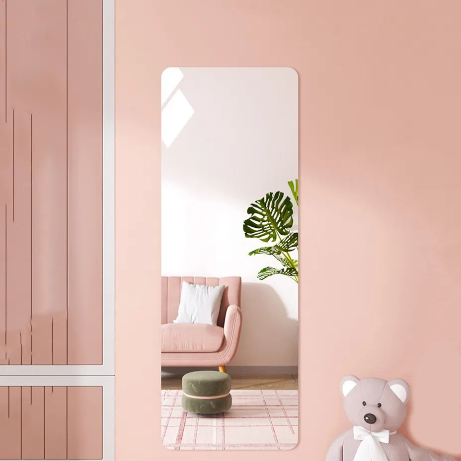 Popular Espejo de Pared 24 inch Acrylic Paste Rectangle Wall Mirror Sticker Full Length Wall Mirror for Living Room Porch