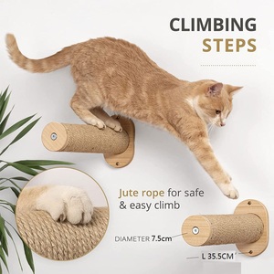 Tempat tidur gantung dinding kucing kayu furnitur dengan tempat tidur gantung kucing peliharaan tiang penggaruk memanjat dikemas dalam karton - Product Image 4