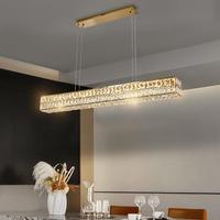 Lustre long en cristal moderne et minimaliste de luxe, idéal pour les restaurants haut de gamme, les tables à manger et les comptoirs de bar