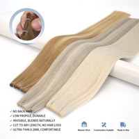 Extensions de cheveux humains Genius Wefts, cheveux vierges Remy européens blonds, double tirage, non traités, invisibles, bruts