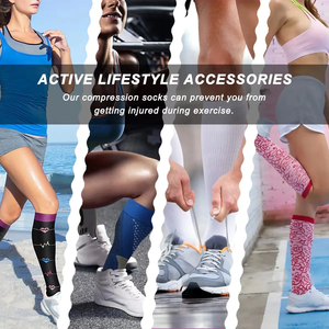 Chaussettes de compression graduée à motifs tendance, imprimées sur mesure, originales, hauteur genou, 20-30 mmHg, pour femmes et hommes, usage quotidien - Product Image 4