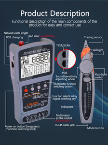 Nguồn nhà máy trực tiếp bán RJ11 & RJ45 sợi quang Tester pk653c + với LCD hiển thị chiều dài đo PoE thử nghiệm - Product Image 5