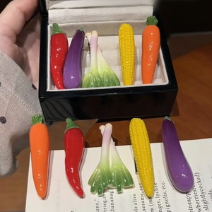 Barrettes créatives pour filles, pinces à cheveux en forme de légumes de dessin animé, barrettes <span class=keywords><strong>alligator</strong></span>, jolies pinces à motifs maïs, radis, aubergine pour enfants - Product Image 2