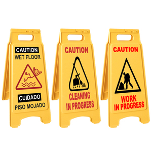 لافتة تحذير بلاستيكية جديدة بتصميم إطار 'تحذير: أرضية مبللة' - Product Image 3