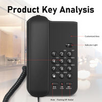 Téléphone filaire, téléphone fixe basique pour seniors, téléphone analogique domestique avec fonctions Mute, Retenir, Redial, petit téléphone filaire de bureau/mural