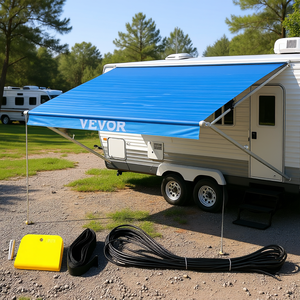 17 Ft <b>Vinyl</b> RV Awning Manual Retractable Aluminum <b>Frame</b> Outdoor Shade Cover - Product Image 2