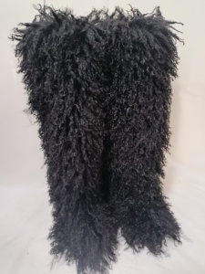 Outono Inverno Pele Do Punk Na Moda Fofo Fuzzy Faux Longo Joelho-alta Botas De Pele Mongol Tamanho Grande Imitação De Neve De Lã Botas - Product Image 4