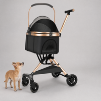 Poussette et panier de transport 2-en-1 pour animaux de compagnie à 4 roues, cadre à boucle PP, absorption des chocs, logo personnalisé, poussette pour chien