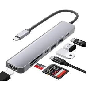 HUB laptop 7 in 1 Tipe c, USB C Hub dudukan multifungsi stasiun Dok Tipe C Usb 3.0 PD100W 6 in1steam deck 6 port HUB USB