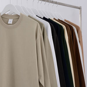 Men's T-shirt long sleeved men's style customizable <b>neutral</b> high-quality T-shirt men's long sleeved cotton T-shirt - Product Image 3