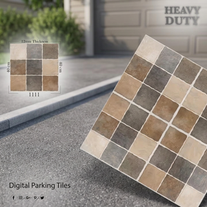 Carreaux de sol en porcelaine émaillée numérique aspect granit vert 400x400mm, sol extérieur résistant pour parking - Product Image 2