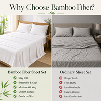 Parure de lit de luxe en fibre de bambou lyocell 100 % premium, toucher soyeux, rafraîchissante, draps de lit naturels et respirants, vente en gros pour la maison