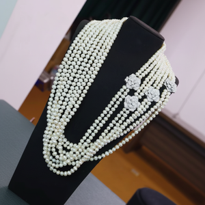 Collier de perles délicates en argent sterling 925 luxueux à la mode pour les femmes bijoux plaqués rhodium - Product Image 1