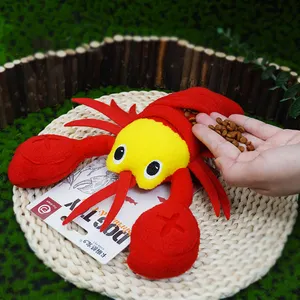 Manufacturer Wholesale Red Crab Lobster Short Plush Dog Chewing Feeder Toys
