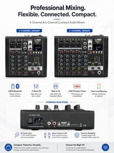 Consola Mezcladora de Audio Profesional A6R, Mezcladora de Sonido de 6 Canales con USB, BT 5.0, Alimentación Phantom de 48V, Efectos Integrados y Ecualizador - Product Image 4