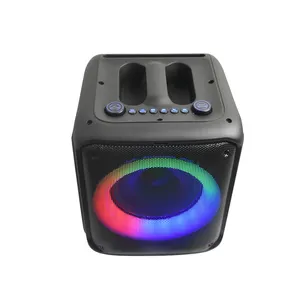 T Speaker nirkabel Bluetooth LED, Speaker pesta troli luar ruangan, lampu kilat LED Bluetooth nirkabel, Speaker Karaoke, Bass gema, daya besar 8 inci