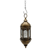 Lanterne Ramadan Superwin RTS avec musique, hexagone moyen, 10 LED, fil de cuivre, lustre, chaîne électro-plaquée, festival musulman islamique