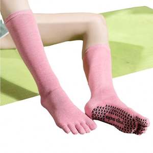 Custom <b>Long</b> Yoga Socks Anti-<b>slip</b> Professional Women's Wholesale Pilates Socks Five-finger Socks - Product Image 1