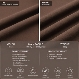 Ensemble de yoga 2 pièces pour femme : haut à col rond et manches 3/4, pantalon large, tenue de sport et de détente avec logo personnalisé, vêtements de sport - Product Image 4