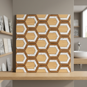 Baldosa cerámica clásica con impresión digital efecto madera 400x400mm, baldosa para suelo con aspecto de madera color marrón para interiores de hogar, baldosas cerámicas para suelo. - Product Image 1