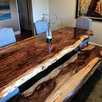 Table de table en forme de noyer naturelle, Art de luxe, amérique du sud, bordure en bois, table à manger de restaurant